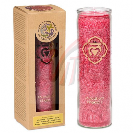 1° Chakra Candela stearina al profumo di Cassia, Chiodo di garofano e Noce moscata