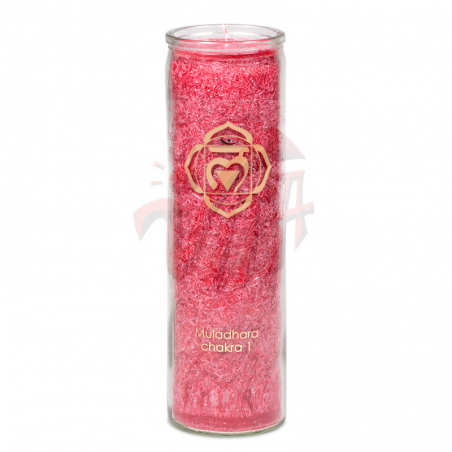 1° Chakra Candela stearina al profumo di Cassia, Chiodo di garofano e Noce moscata