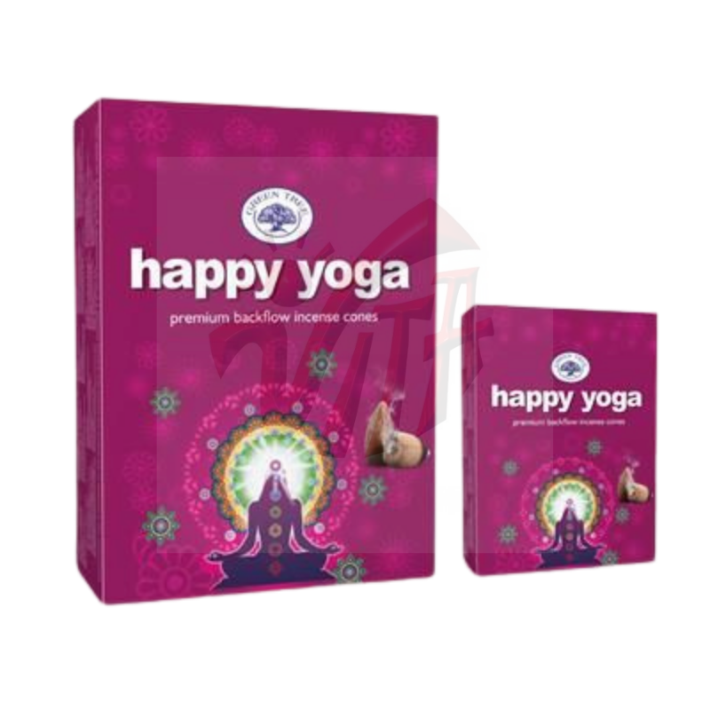 Yoga Felice 12 Coni Incenso a riflusso Green Tree Happy Yoga Backflow Masala