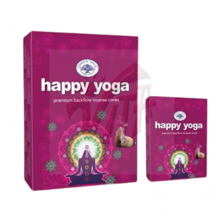 Yoga Felice 12 Coni Incenso a riflusso Green Tree Happy Yoga Backflow Masala