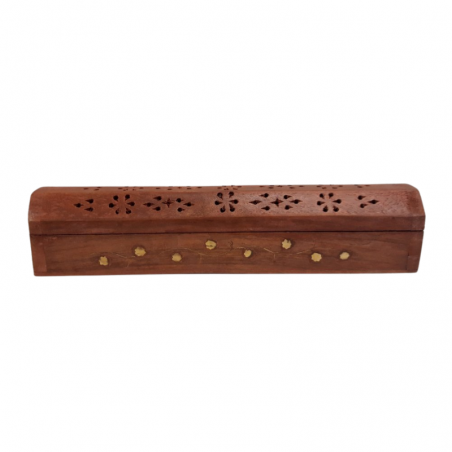 Supporto in legno per bastoncini e coni incenso con contenitore (± 30cm) - Fiori