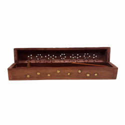 Supporto in legno per bastoncini e coni incenso con contenitore (± 30cm) - Fiori