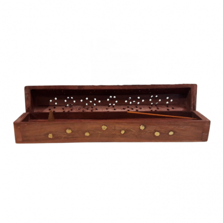 Supporto in legno per bastoncini e coni incenso con contenitore (± 30cm) - Fiori