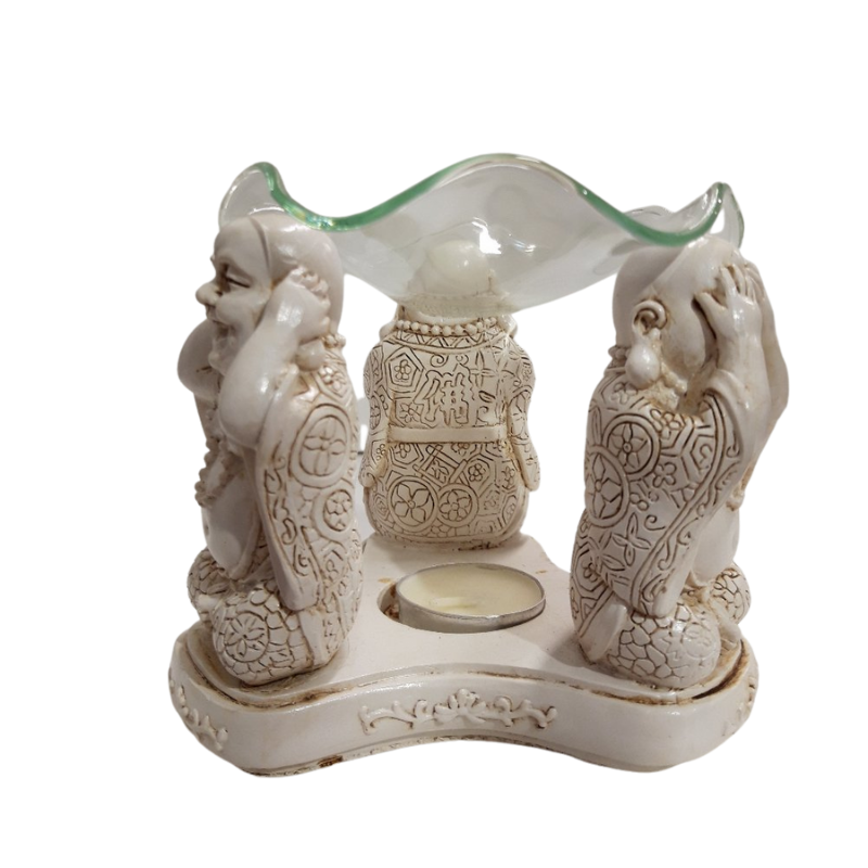 Brucia Essenze a Candela Bianco - 3 Buddha Felici