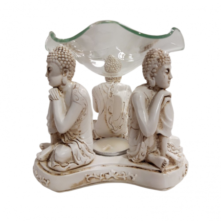 Brucia Essenze a Candela Bianco - 3 Buddha Pensanti