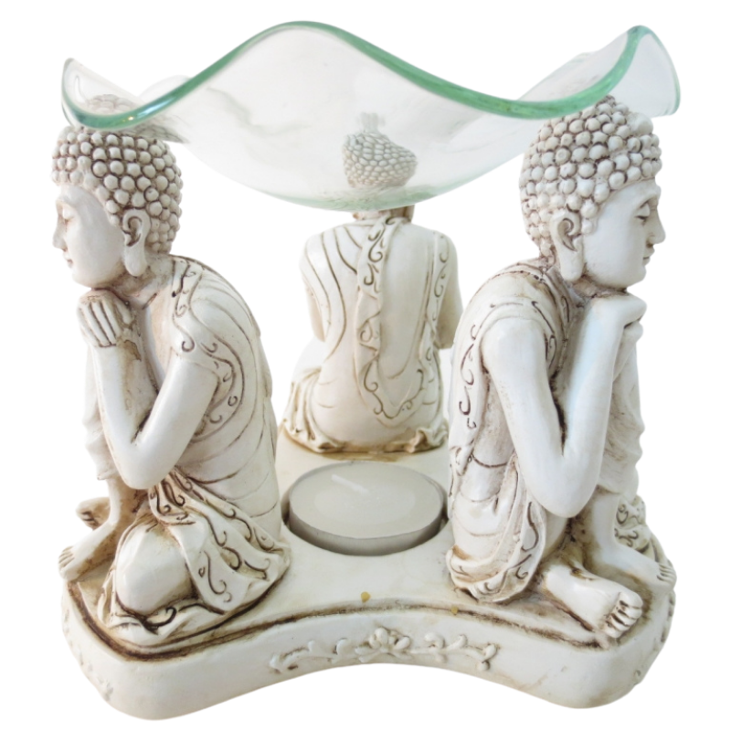 Brucia Essenze a Candela Bianco - 3 Buddha Pensanti