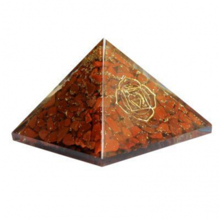 Piramide Orgonite Diaspro con Chakra delle Radice - 70 x 70 x 65mm