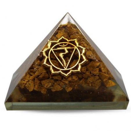 Piramide Orgonite con Diaspro Chakra del Plesso Solare - 60 x 60 x 55mm