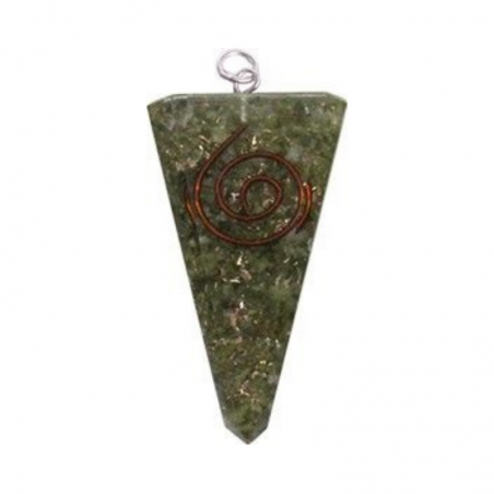 Epidoto Orgone Pendente Triangolare con Spirale