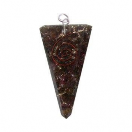 Granato Orgone Pendente Triangolare con Spirale (± 50 x 30 x 5mm)