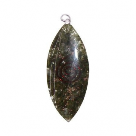 Epidoto Orgone Pendente Ovale con Spirale
