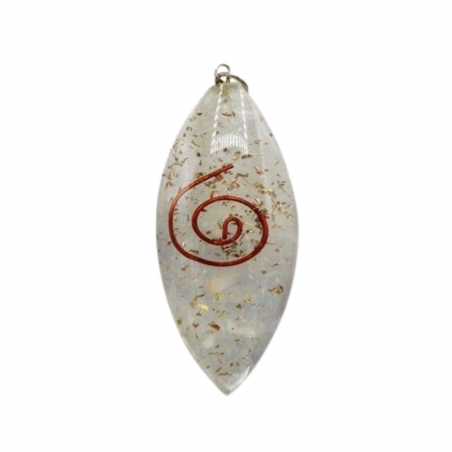 Orgone in Selenite Pendente Ovale con Spirale