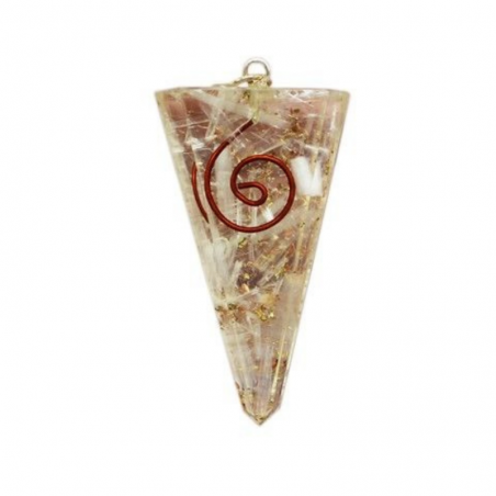Orgone in Selenite Pendente Triangolare con Spirale