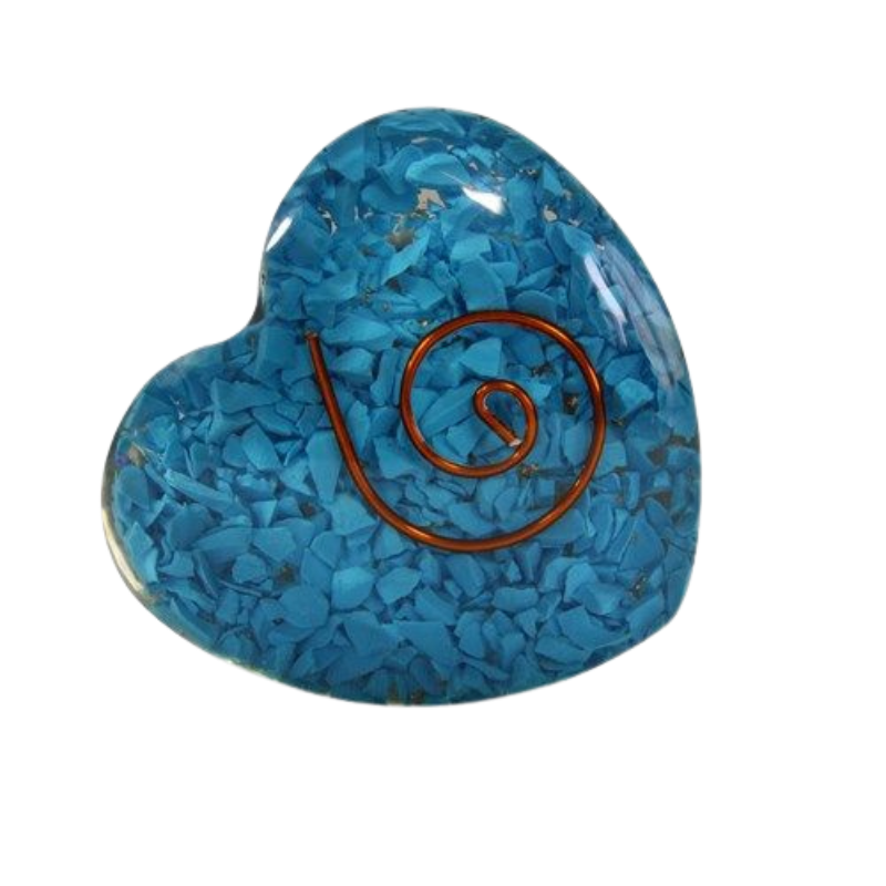 Turchese Orgone Cuore con Spirale in Rame