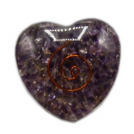 Ametista Orgone Cuore con Spirale in Rame