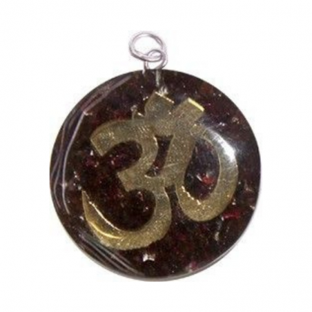 Granato Orgone Pendente Tondo con Ohm