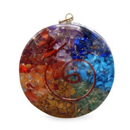 7 Chakra Orgone Pendente Tondo con Spirale
