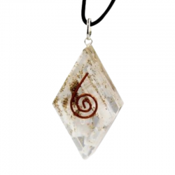 Selenite Orgone Pendente a forma di Diamante con Spirale