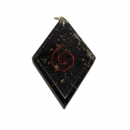 Shungite Orgone Pendente a forma di Diamante con Spirale