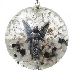 Arcangelo Gabriele Pietra di luna e Cristallo di rocca Orgone Pendente Tondo