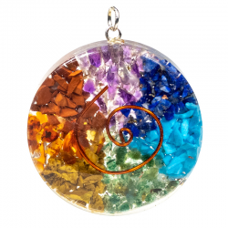 Policromo Orgone Pendente Tondo con Spirale