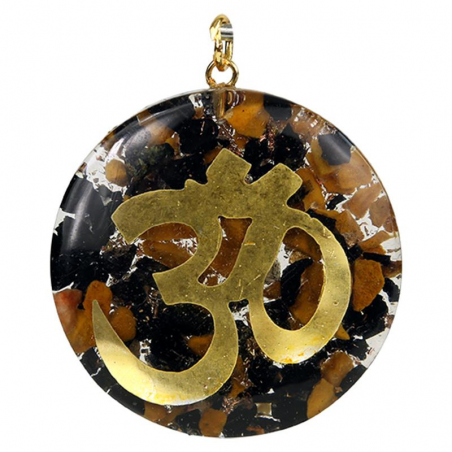 Tormalina e Diaspro Orgone Pendente Tondo con Ohm