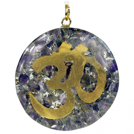 Ametista Orgone Pendente Tondo con Ohm