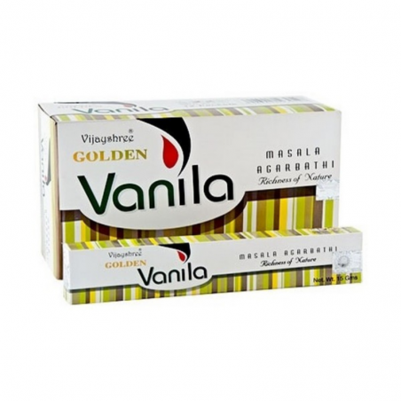 Golden Vaniglia Bastoncini Incenso Vijayshree Vanilla Masala