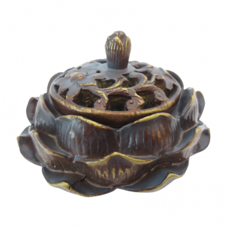 Supporto per coni e bastoncini incenso Loto - Marrone - Oro