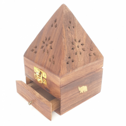 Supporto in Legno a Piramide per Coni Incenso - Elefante