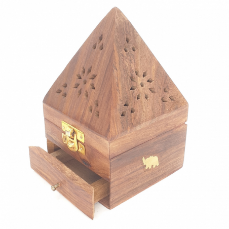 Supporto in Legno a Piramide per Coni Incenso - Elefante