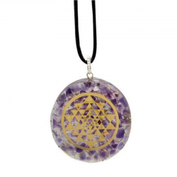 Ametista Orgone pendente Tondo con Shree Yantra