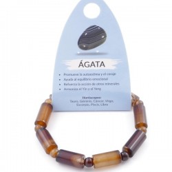 Braccialetto Agata pietra naturale cilindrica con perline tonde