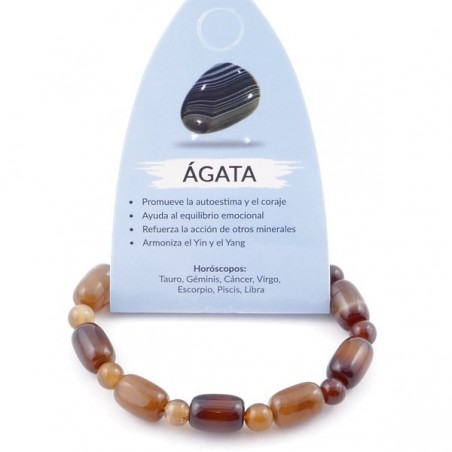 Braccialetto Agata pietra naturale perline tonde e oblunghe