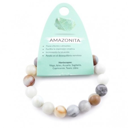 Braccialetto Amazzonite perline in Pietra Naturale da 10mm
