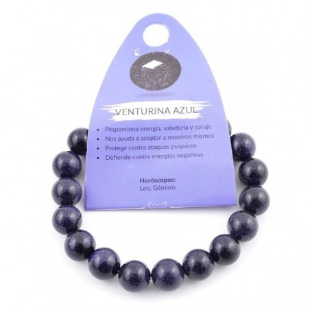 Braccialetto Avventurina Blu perline da 10mm in Pietra Naturale