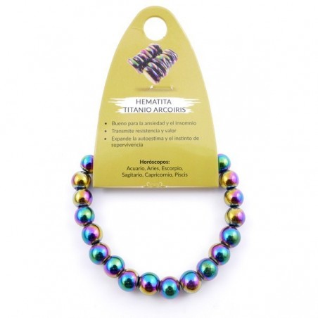 Braccialetto Ematite Arcobaleno Pietra Naturale perline da 8mm