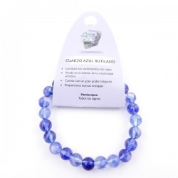 Braccialetto Quarzo Blu Rutilato perle da 8mm in Pietra Naturale