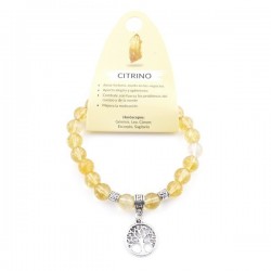 Braccialetto Citrino Perle da 8mm in Pietra Naturale con Albero della Vita