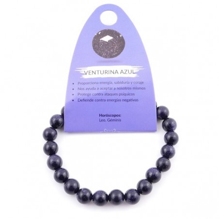 Braccialetto Avventurina Blu perline 8mm in Pietra Naturale