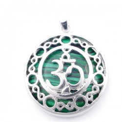 Malachite Pendente Pietra Naturale con Simbolo Om