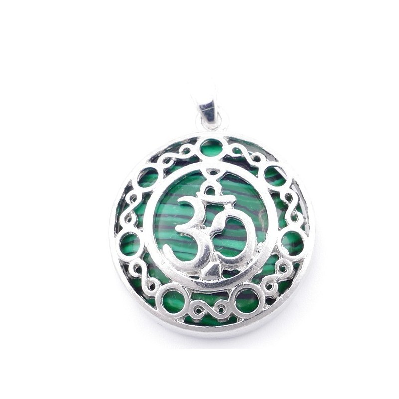 Malachite Pendente Pietra Naturale con Simbolo Om