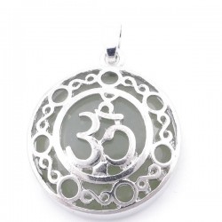 Avventurina Verde Pendente Pietra Naturale con Simbolo Om