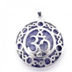 Sodalite Pendente Pietra Naturale con Simbolo Om