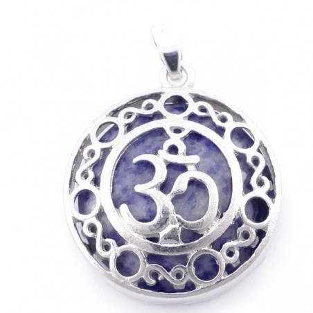 Sodalite Pendente Pietra Naturale con Simbolo Om