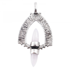 Quarzo Rosa Pendente Tribale con Pietra Naturale a due punte