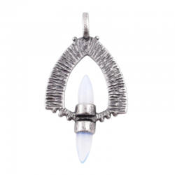 Opalina Pendente Tribale con Pietra Naturale a due punte - (60 x 30mm)