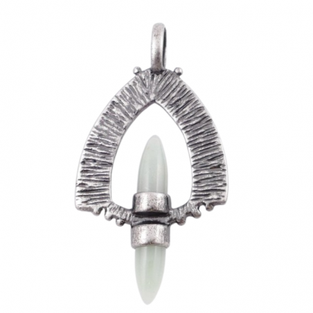 Avventurina Verde Pendente Tribale con Pietra Naturale a due punte