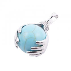 Turchese Pendente Mano con Sfera in Pietra Naturale da 16mm