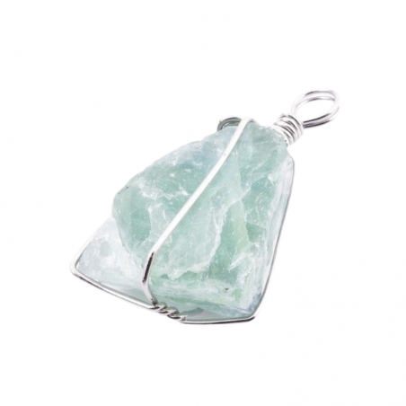 Fluorite Pendente in Pietra Naturale con filo di metallo - (± 3cm)